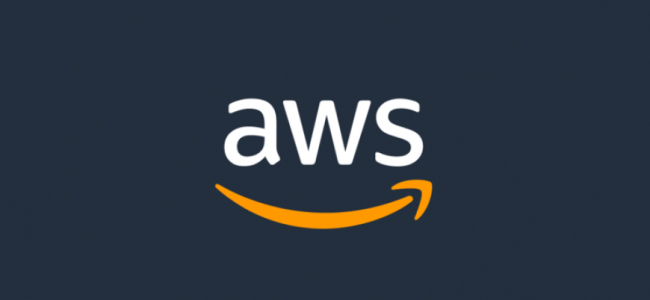 AWS logo with a navy blue background