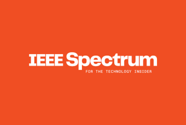 IEEE Spectrum logo on a orange red background